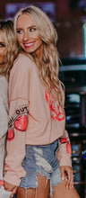 Load image into Gallery viewer, Merigold Kiss Sequin Embroidery Sweatshirt in Peach
