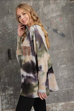 Load image into Gallery viewer, Green/Purple Tie Dye Shirt With Glitter Pocket

