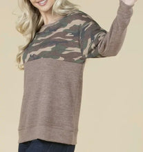 Load image into Gallery viewer, Camo &amp; Brown Color Block Long-sleeve Shirt
