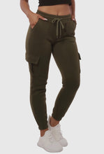 Load image into Gallery viewer, Olive Green 🟢 Joggers With Cargo Pockets &amp; Drawstring Waist
