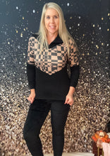 Load image into Gallery viewer, Black With Checkered Center Half Zip
