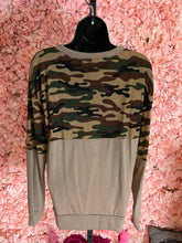 Load image into Gallery viewer, Camo &amp; Brown Color Block Long-sleeve Shirt
