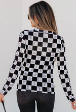 Load image into Gallery viewer, Black/White Western Themed Long Sleeve Mesh Top
