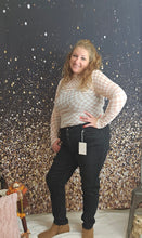 Load image into Gallery viewer, Tan/White Checkered Mesh Long Sleeve Top
