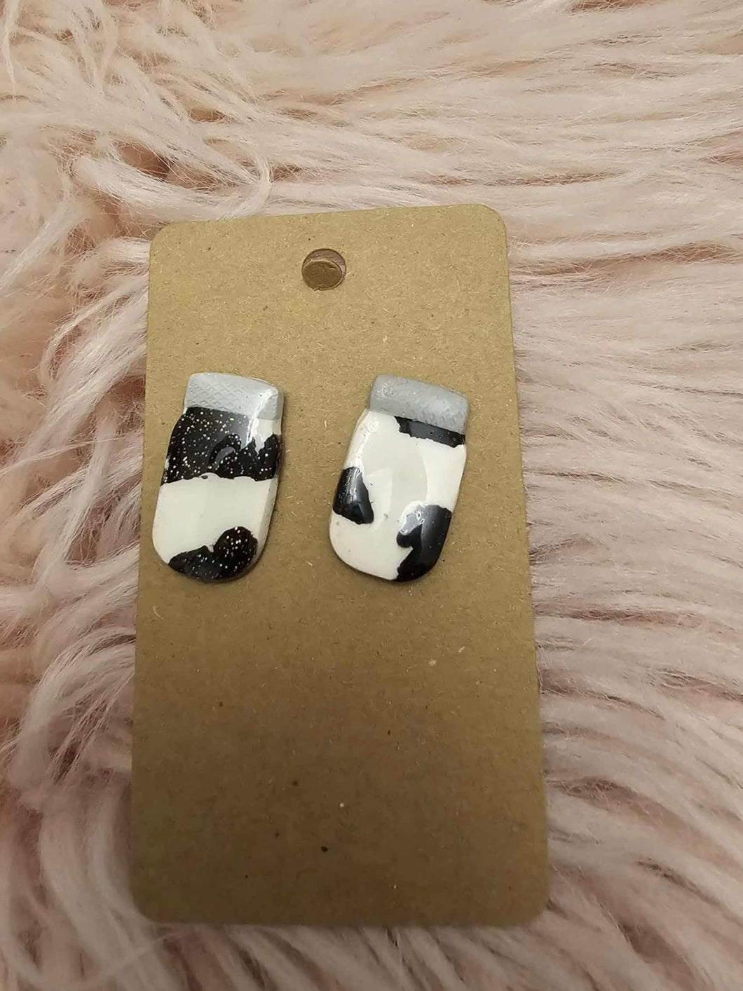 Black Cow 🐮 Print Mason Jar 🫙 Earrings
