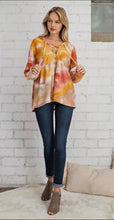 Load image into Gallery viewer, Tie Dye Waffle Knit Top With Criss Cross Front &amp; Hood
