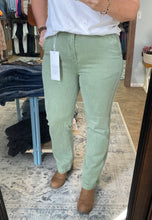 Load image into Gallery viewer, Risen Light Green Jeans With Twill Tape Side Detail

