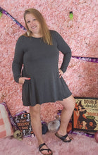 Load image into Gallery viewer, Long Sleeve Charcoal Dress With Pockets
