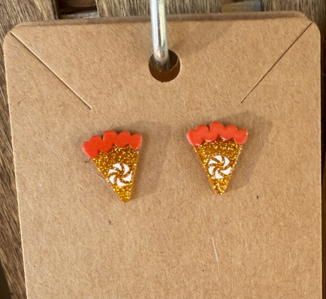 Tiny Pumpkin Pie Glitter Studs