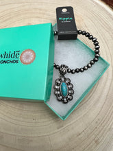 Load image into Gallery viewer, Western Faux Pearl and Concho with Faux Turquoise Stretch Bracelet - 6 inch
