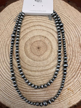 Load image into Gallery viewer, Western Faux Silver Pearl Necklace - 18 and 22 inch set
