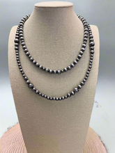 Load image into Gallery viewer, Western Faux Silver Pearl Necklace - 18 and 22 inch set
