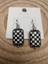 Load image into Gallery viewer, Checkered Rectangle Earrings - 1 1/2 inch drop
