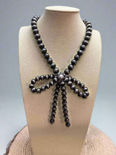 Load image into Gallery viewer, Faux Bow Necklace with Large Faux Pearls - 16 inch
