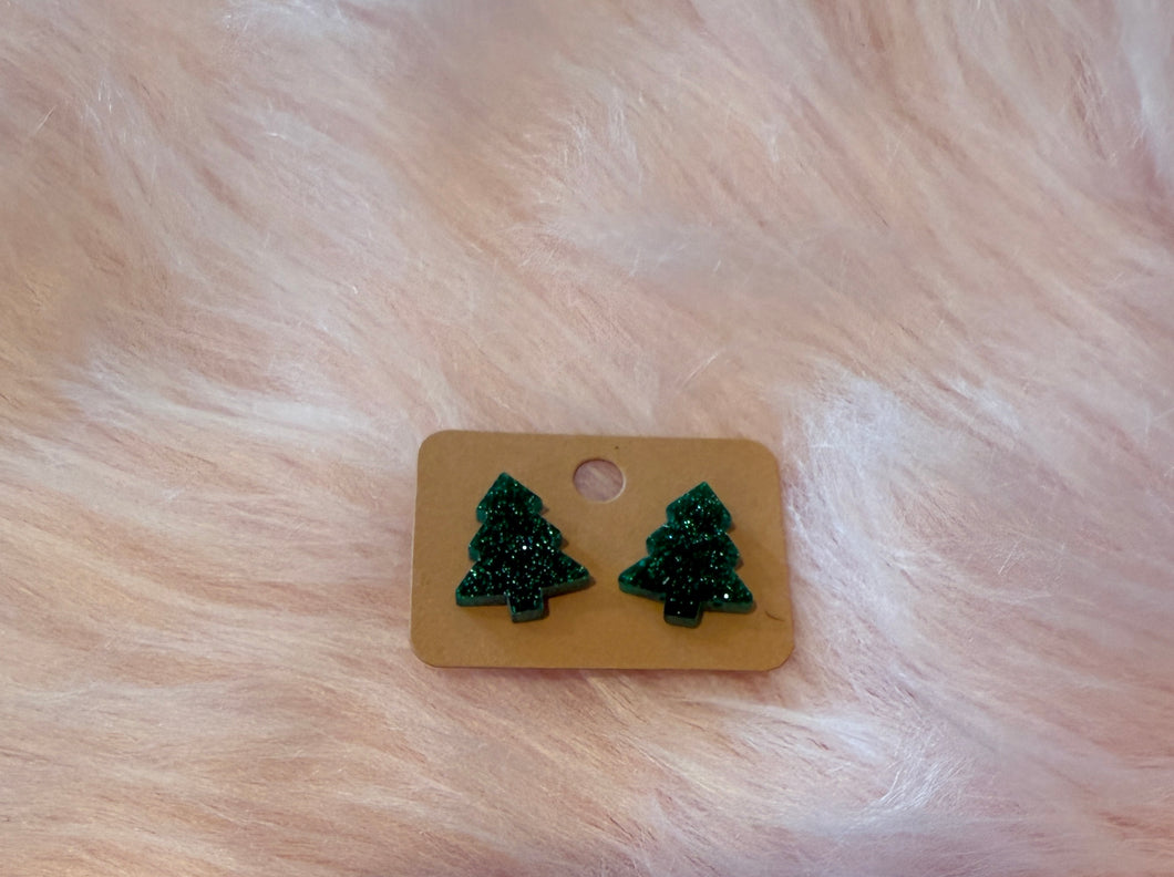 Glitter Christmas Tree 🎄 Studded Earrings