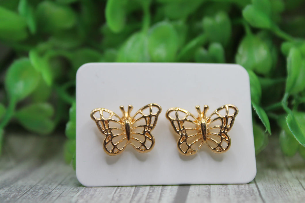 Gold Butterfly Stud Earrings