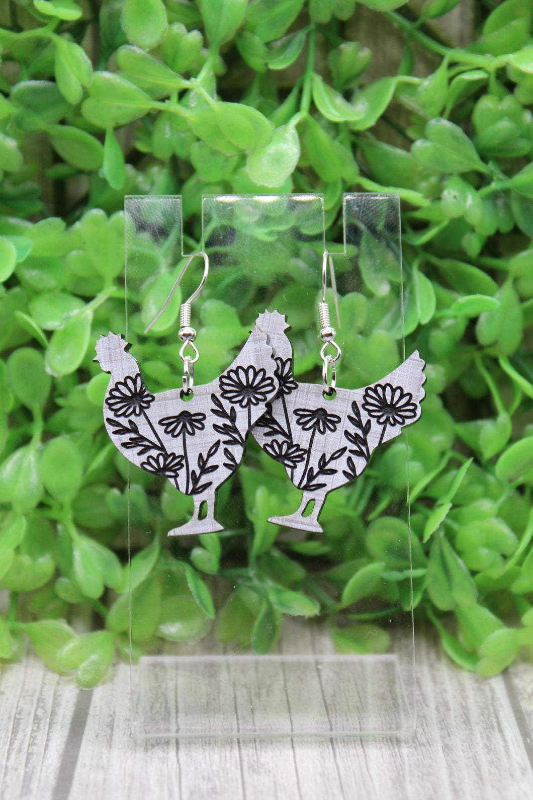 Floral Chickens Dangle Earrings