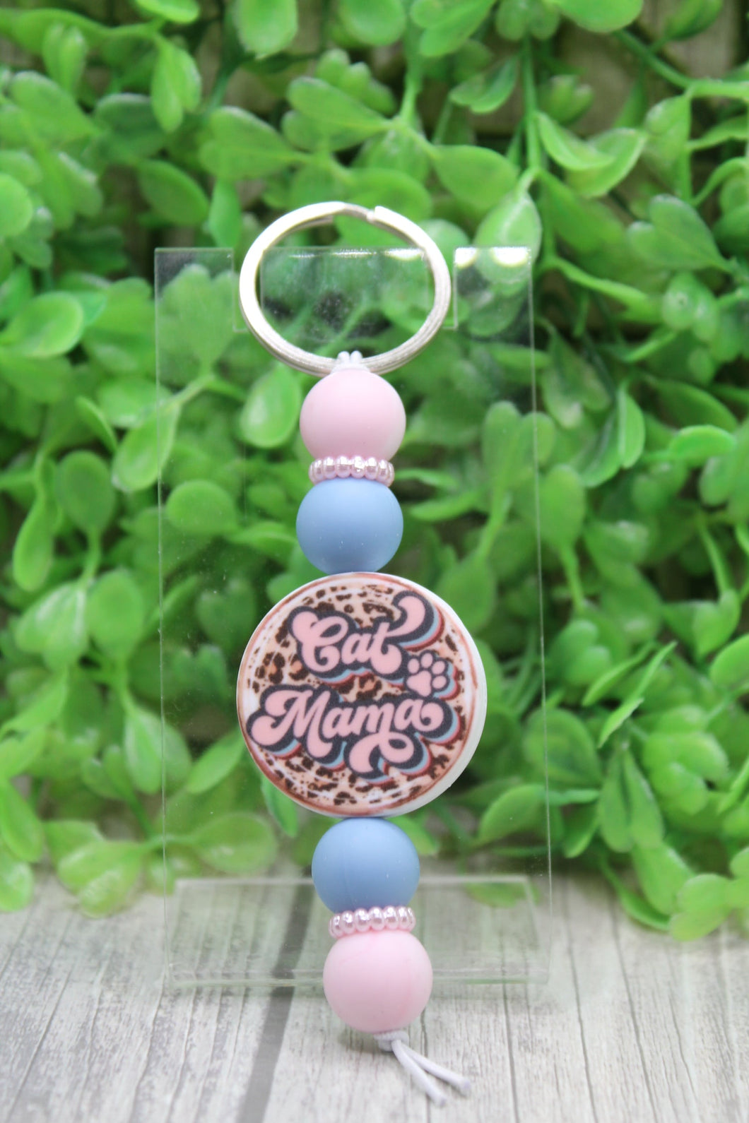 Cat Mama Bead Keychain