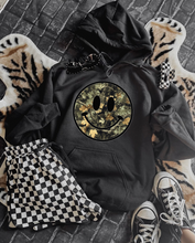 Load image into Gallery viewer, Camo Smiley Hoodie
