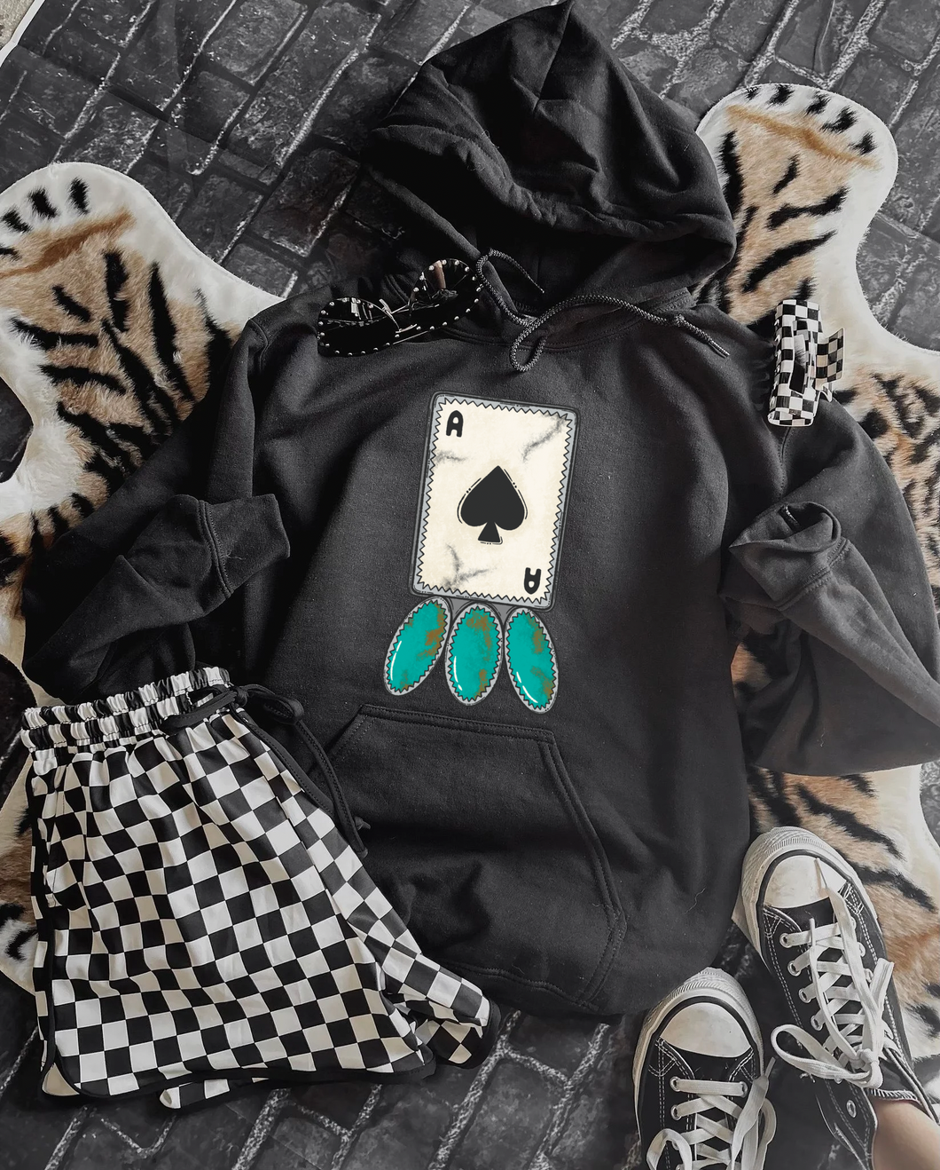 Turquoise Ace Hoodie