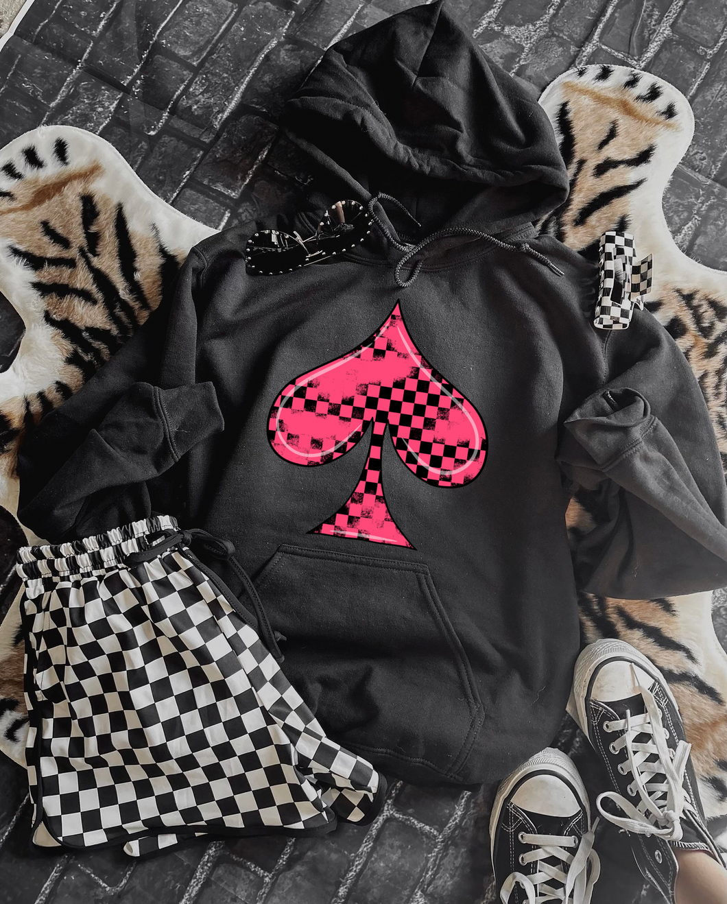Neon Pink Spade Hoodie