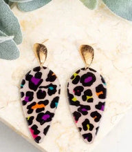 Load image into Gallery viewer, Drop of Perfection Multicolored Leopard Dangle Earrings
