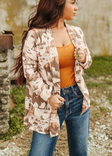 Load image into Gallery viewer, Beige Roaming Buffalo French Terry Cardigan

