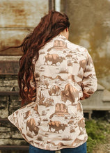 Load image into Gallery viewer, Beige Roaming Buffalo French Terry Cardigan
