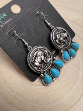 Load image into Gallery viewer, Buffalo Coin and Faux Turquoise Earring
