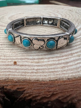 Load image into Gallery viewer, Card Theme Stretch Bracelet with Faux Turquoise
