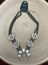 Load image into Gallery viewer, Faux White Buffalo Double Strand Squash Blossom Necklace -  18 inch
