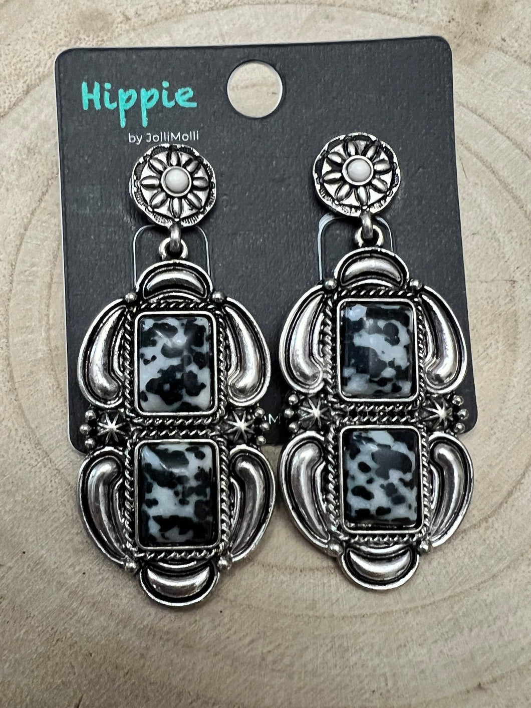 Faux White Buffalo Drop Earrings