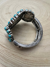Load image into Gallery viewer, Large Western Faux Turquoise and White Buffalo Stretch Cuff Bracelet
