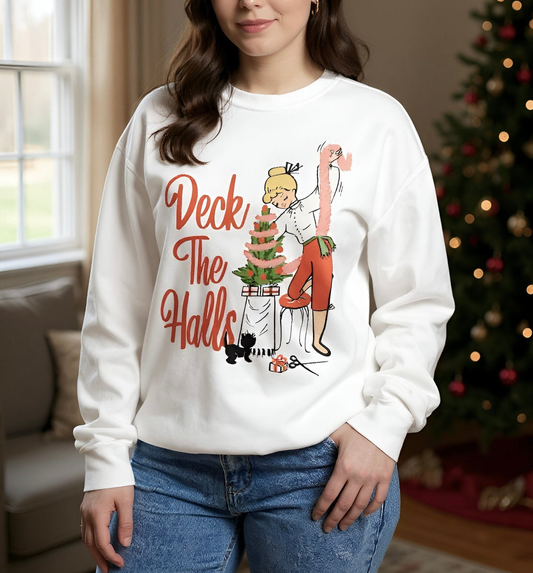 Retro Deck the Halls Crewneck Sweatshirt