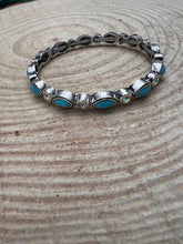 Load image into Gallery viewer, Rhinestone &amp; Faux Turquoise Stretch Bracelet

