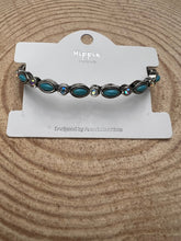 Load image into Gallery viewer, Rhinestone &amp; Faux Turquoise Stretch Bracelet
