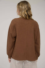 Load image into Gallery viewer, Round Up Raw Edge Marled Knit Top - Brown or Oatmeal
