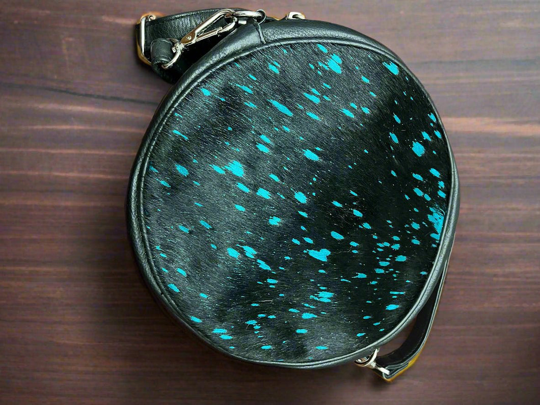 Small Canteen Bag - Black and Turquoise Metallic