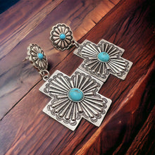 Load image into Gallery viewer, Southern Cross with Turquoise Dangle Earrings
