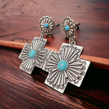 Load image into Gallery viewer, Southern Cross with Turquoise Dangle Earrings
