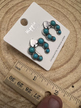 Load image into Gallery viewer, Spade and Faux Turquoise Squash Blossom Earrings - 1 inch drop
