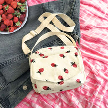 Load image into Gallery viewer, Strawberry Corduroy Crossbody Bag
