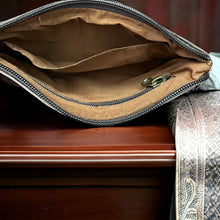 Load image into Gallery viewer, Tooled Cowhide Wristlet Pouch
