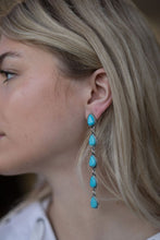 Load image into Gallery viewer, Western 5 Teardrop Shape Faux Turquoise Dangle Earrings - 3 1/2 inch drop
