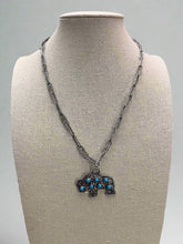Load image into Gallery viewer, Western Buffalo and Faux Turquoise Necklace - 18 inch + 3
