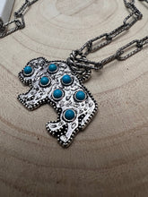 Load image into Gallery viewer, Western Buffalo and Faux Turquoise Necklace - 18 inch + 3
