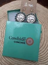 Load image into Gallery viewer, Western Buffalo Coin and Faux Turquoise Dangle Earrings
