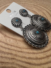 Load image into Gallery viewer, Western Concho Dangle Earrings with Faux Turquoise
