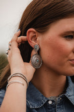 Load image into Gallery viewer, Western Concho Dangle Earrings with Faux Turquoise

