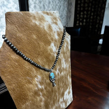 Load image into Gallery viewer, Western Style Pearl with Single Squash Blossom Pendant Necklace - 16 inch
